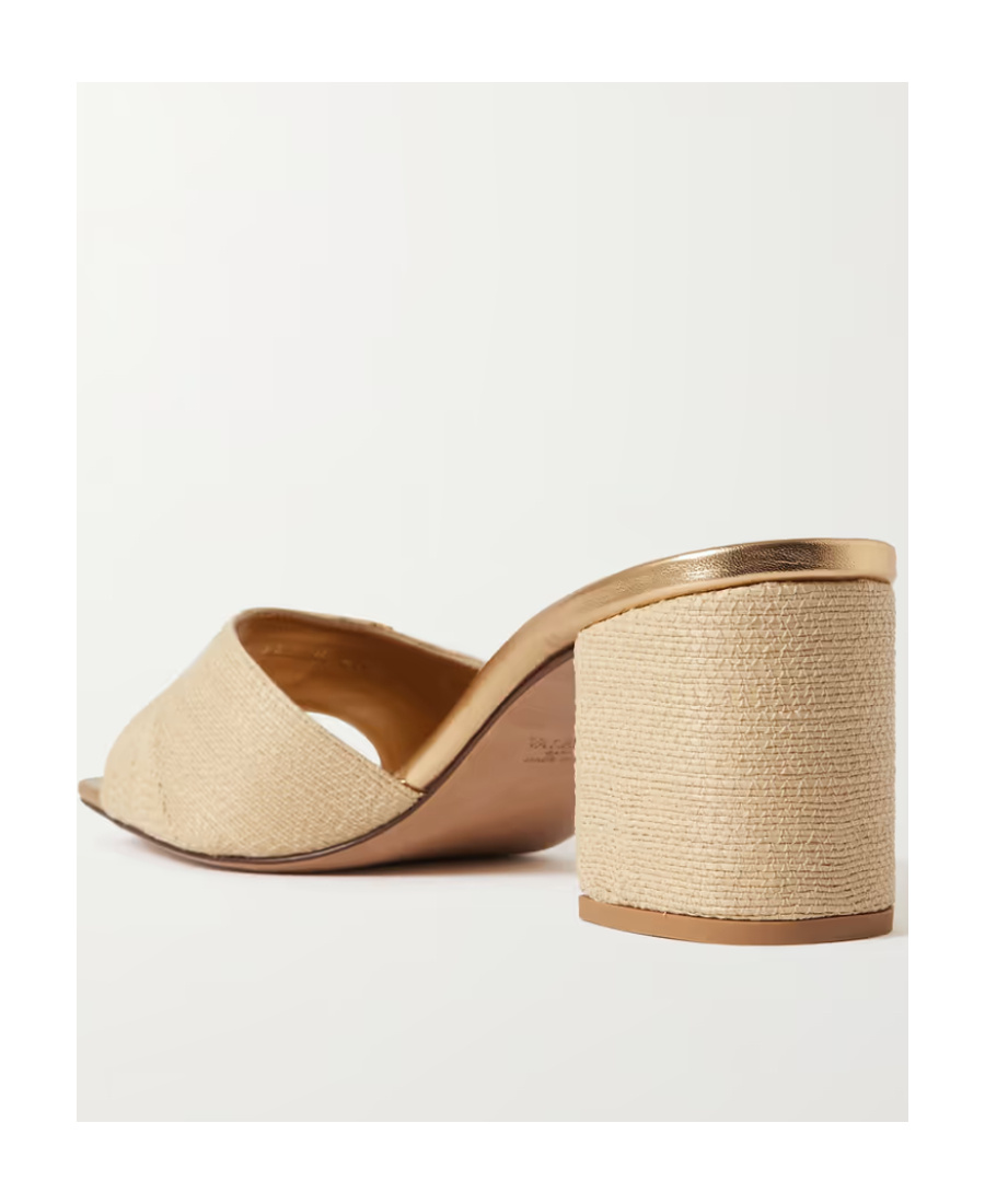 Valentino One Stud 65mm Raffia Mules In Nude
