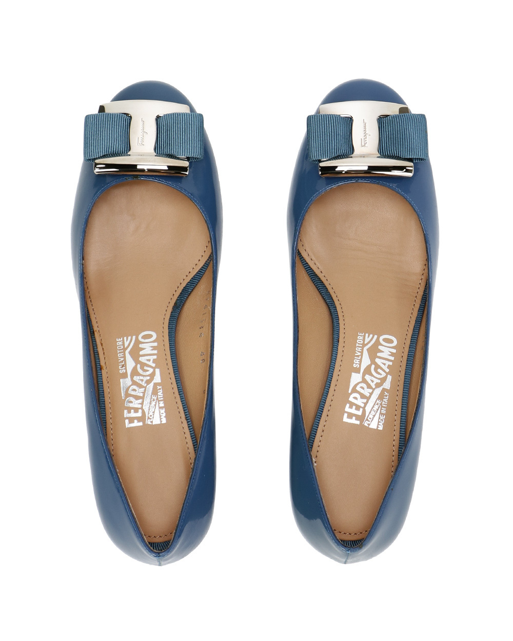 Ferragamo Bow-tie Round-headed High Heels In Blue