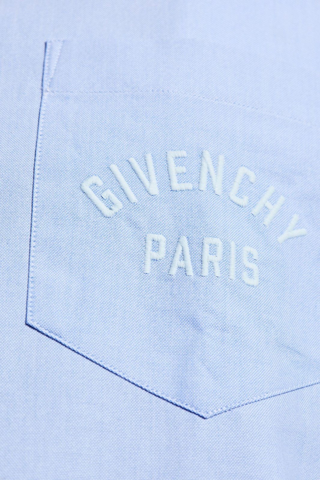 Givenchy Button-down Shirt With Pointed Collar And Embroidered Detail In Blue