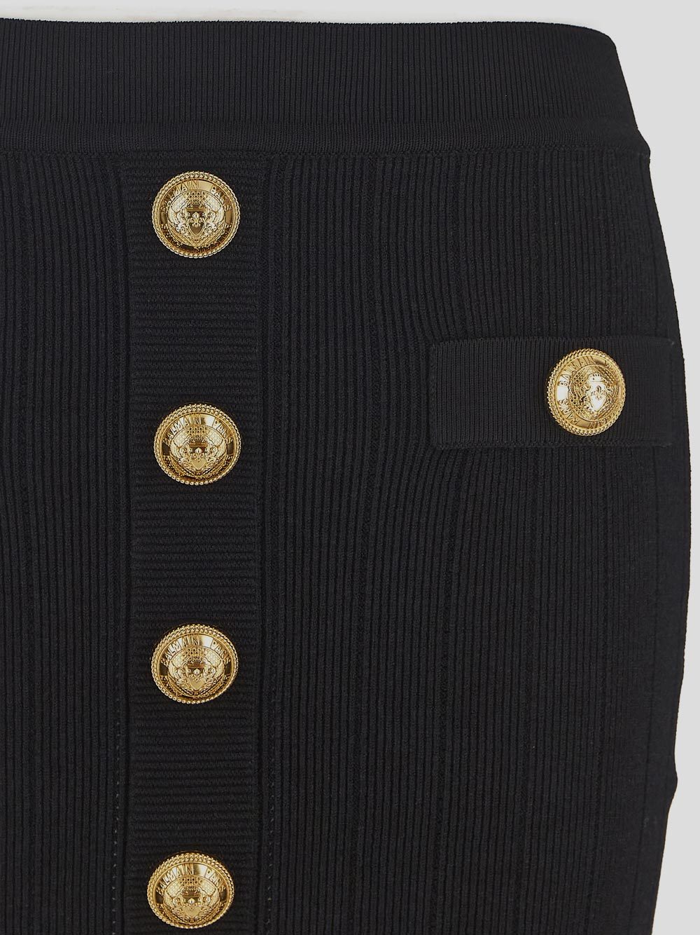 Shop Balmain Button-detail Knitted Miniskirt In Black