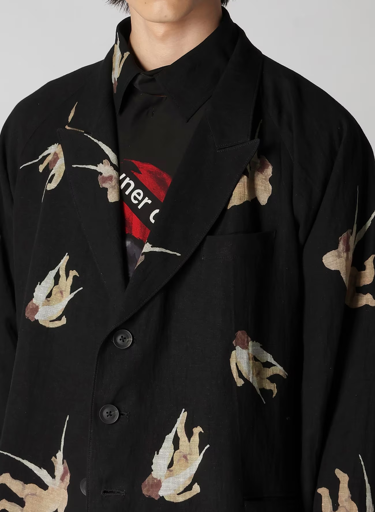 Yohji Yamamoto Angel Pattern Casual Jacket In Black