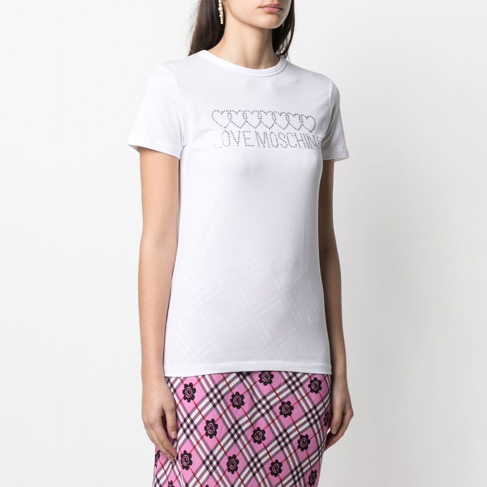 Moschino T-shirt With Round Neck And Short Sleeves In White