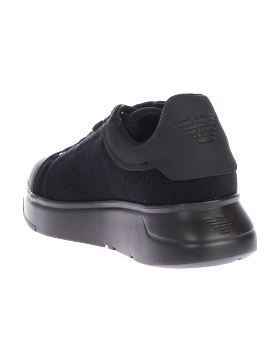 Emporio Armani Round Head Lace-up Sneakers In Black