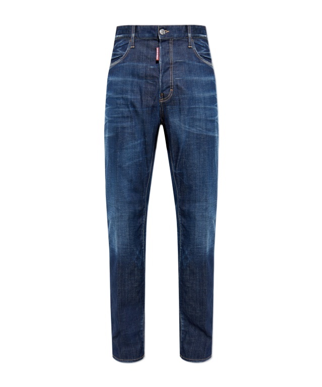 Dsquared2 Straight Leg Stretch Denim Jeans With Vintage Finish In Blue