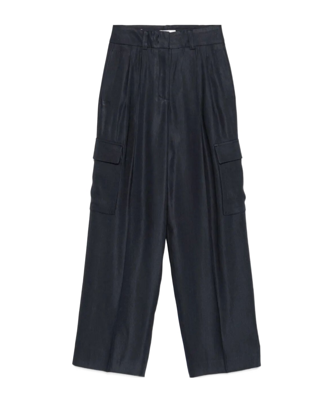Peserico Wide-leg Relaxed-fit Pants With Cargo Pockets In Blue