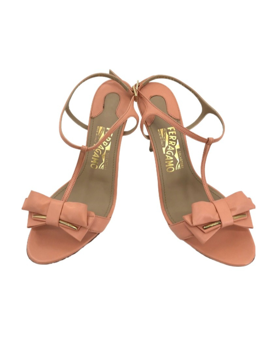 Ferragamo Logo Open-toed High-heel Sandals In Brown