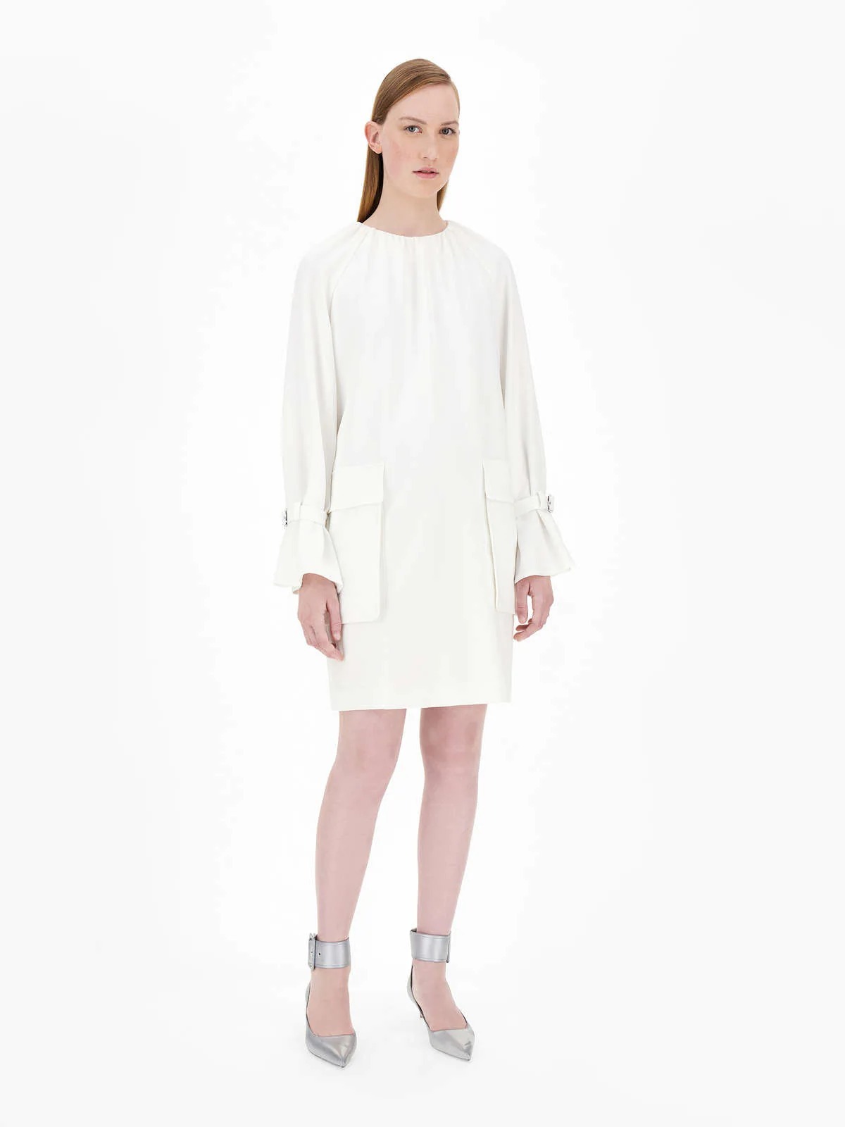 Max Mara Round Collar Design Dress In White