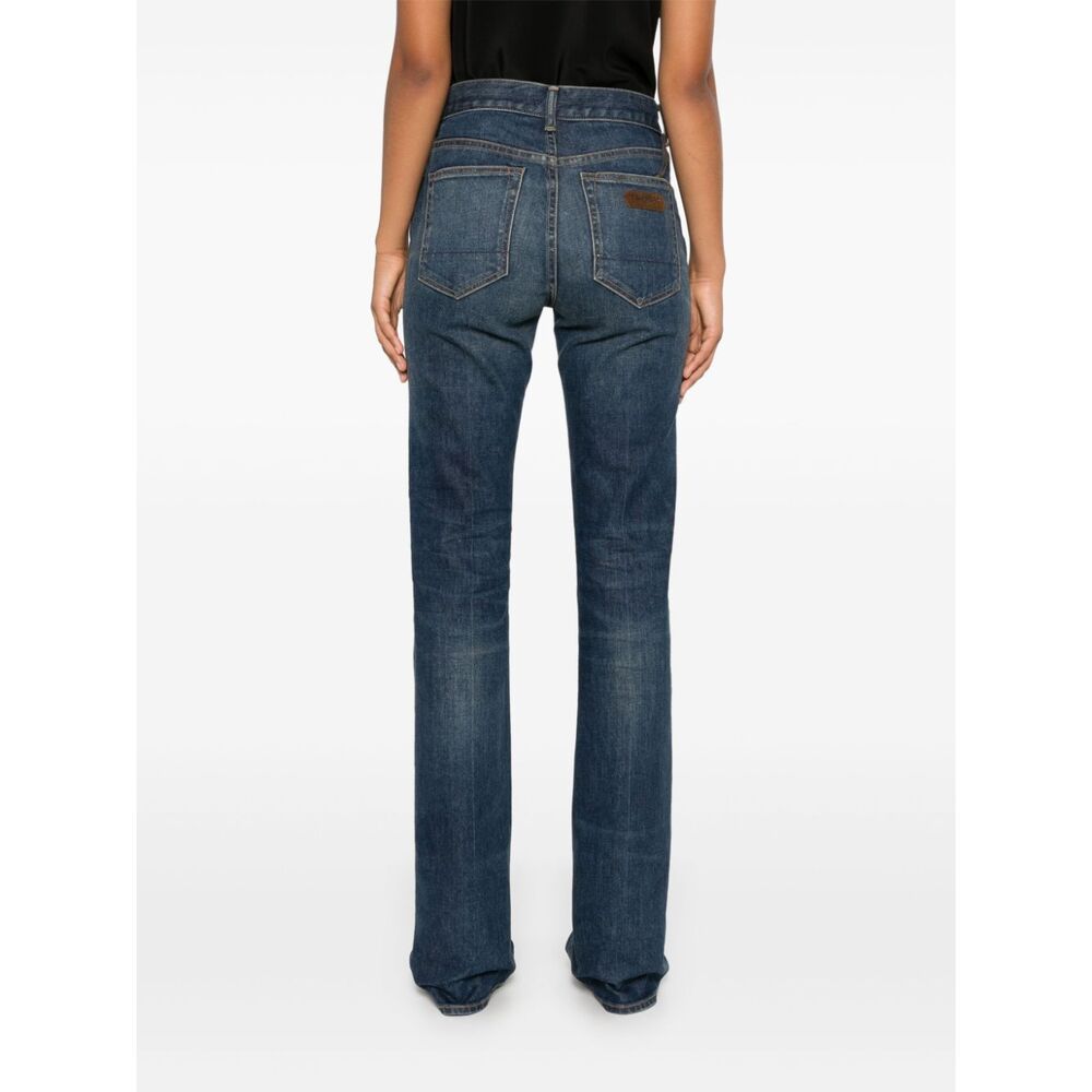 Tom Ford Dark Blue Flared High Rise Jeans In Blue