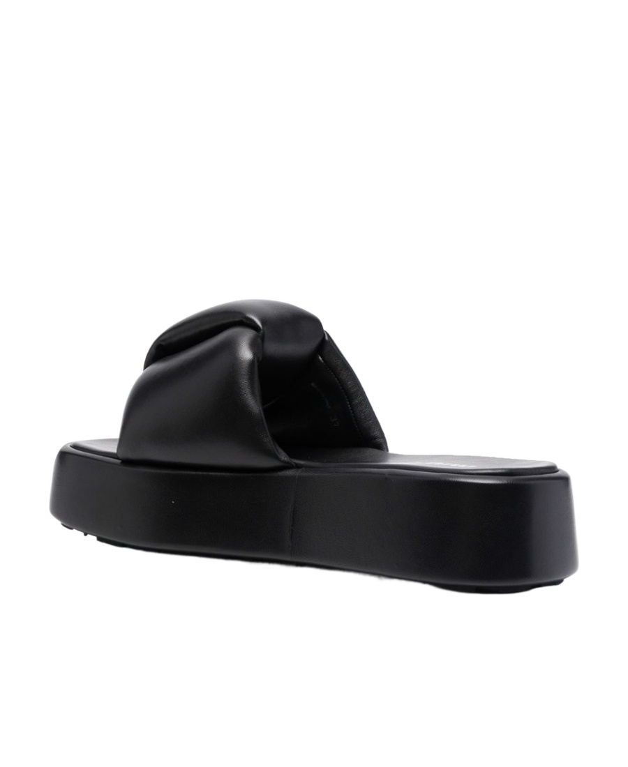 Miu Miu Logo Slippers In Black
