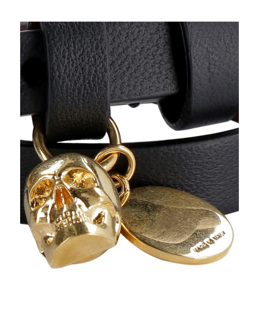 Alexander Mcqueen Double Wrap Skull Bracelet In Black