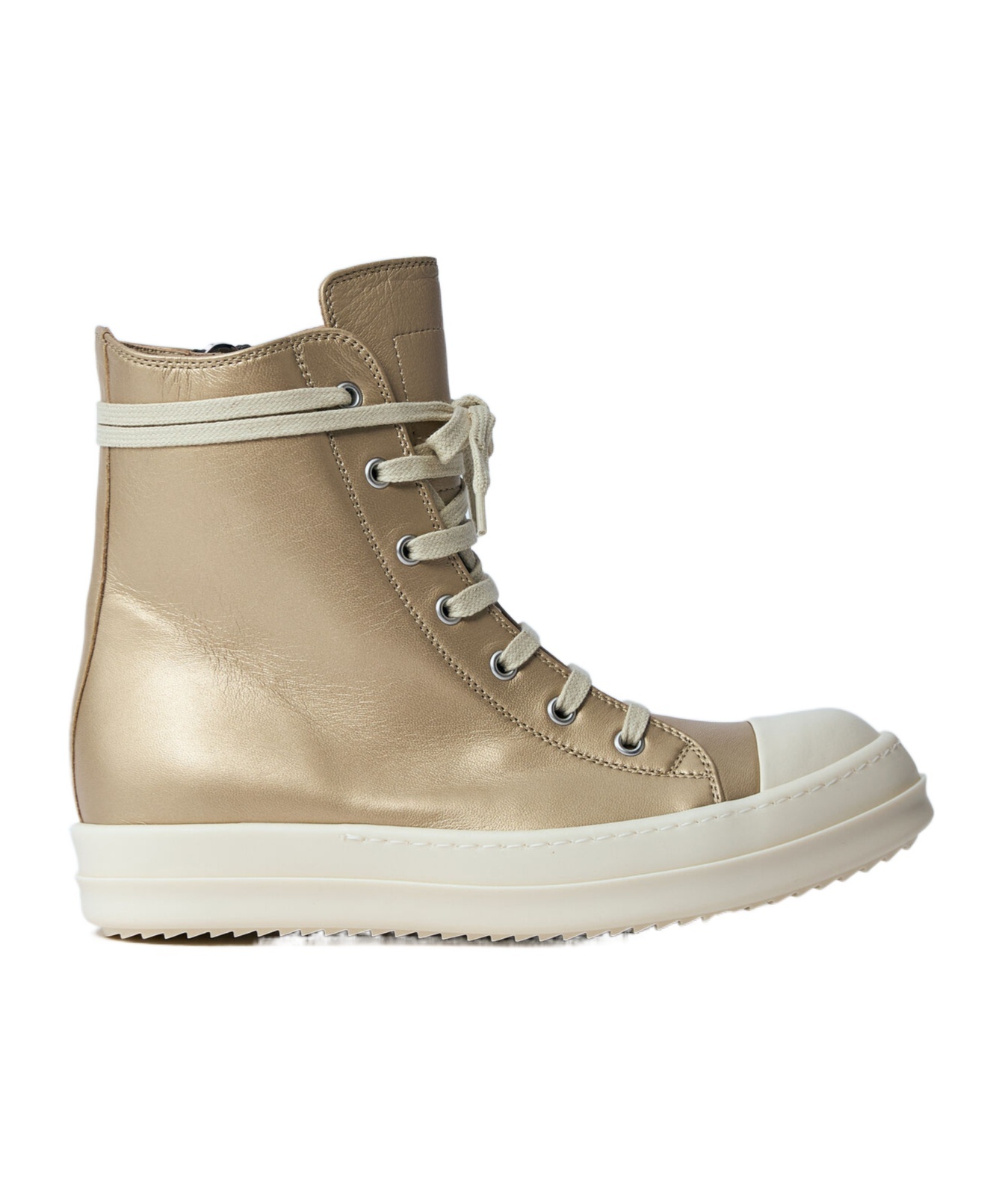 Rick Owens High-top Sneakers With Smooth Leather Upper And Chunky Sole In Golden