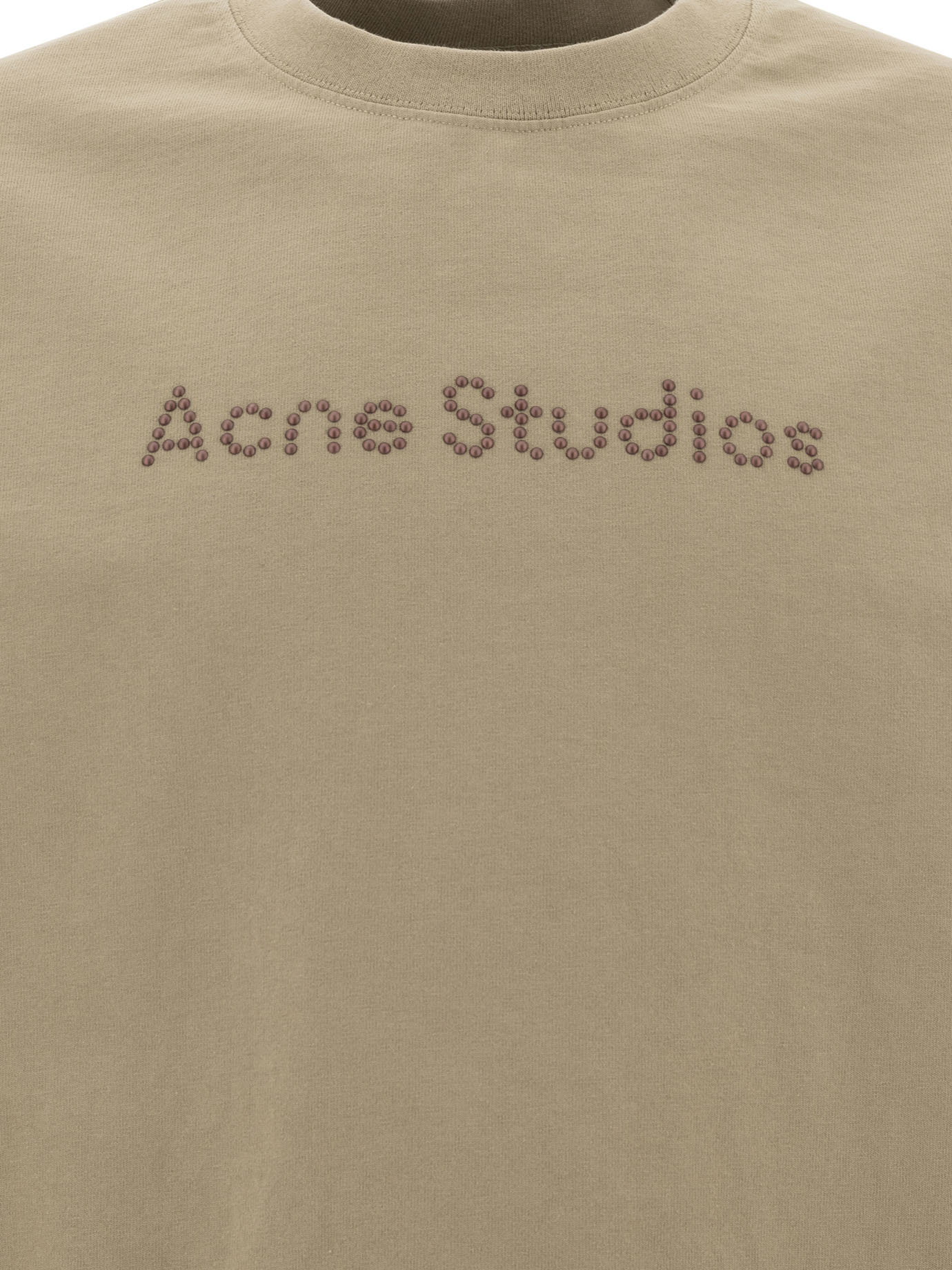 Shop Acne Studios Studded-logo T-shirt In Nude
