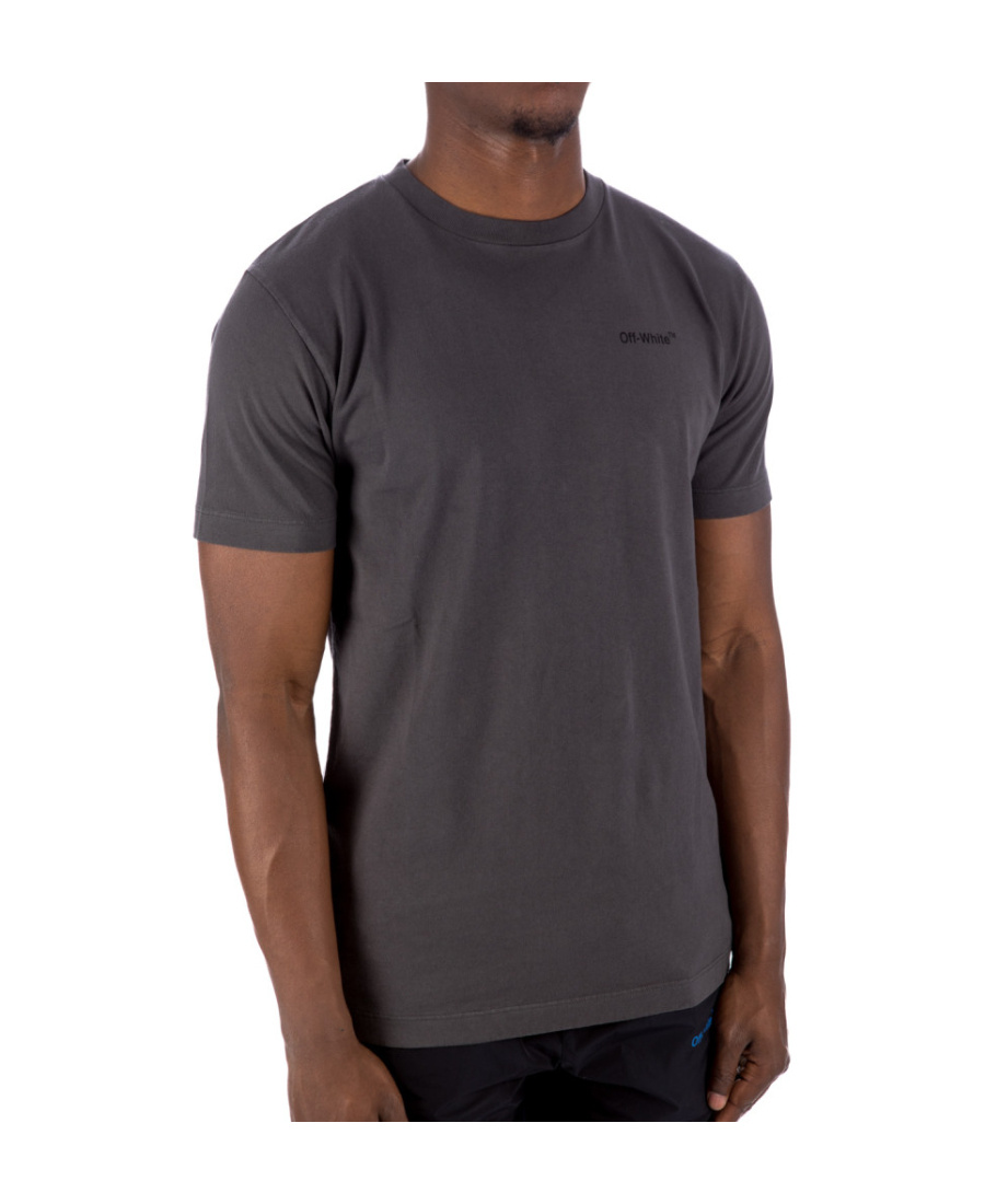 Off-white Diag-stripe Cotton T-shirt In Black
