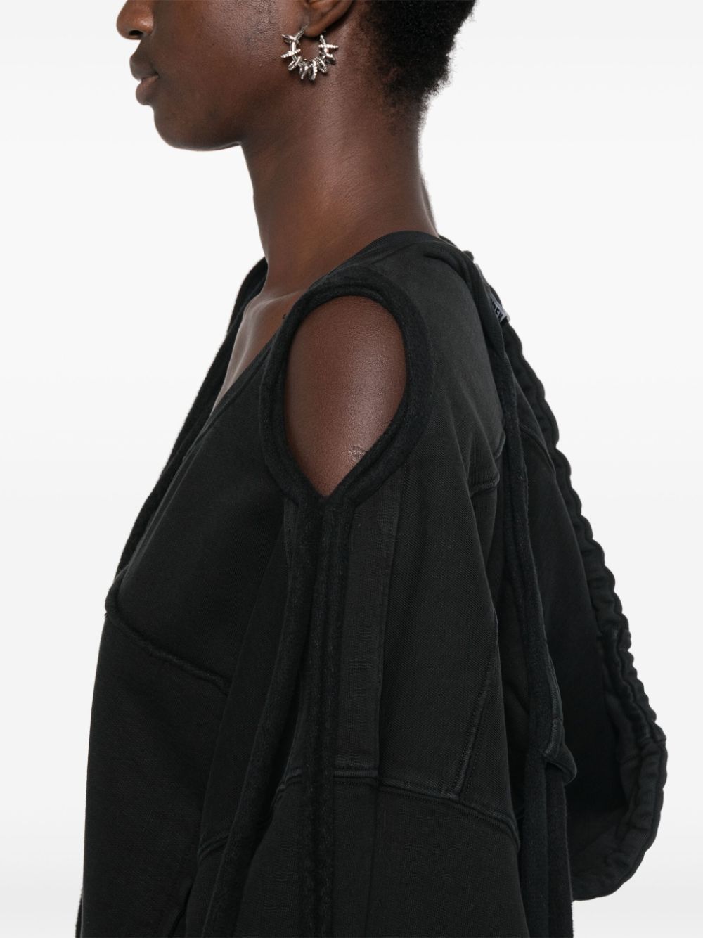 Ottolinger Deconstructed Cotton Hoodie In Black
