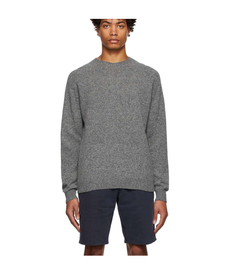 Sunspel Gray Round-neck Knitted Pullover In Gray