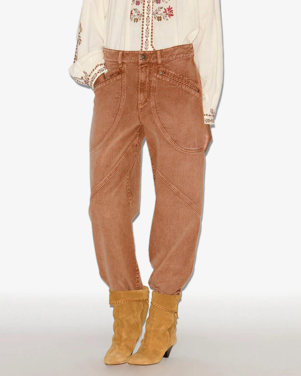 Isabel Marant Tailored Trousers Contrast Stitching In Brown