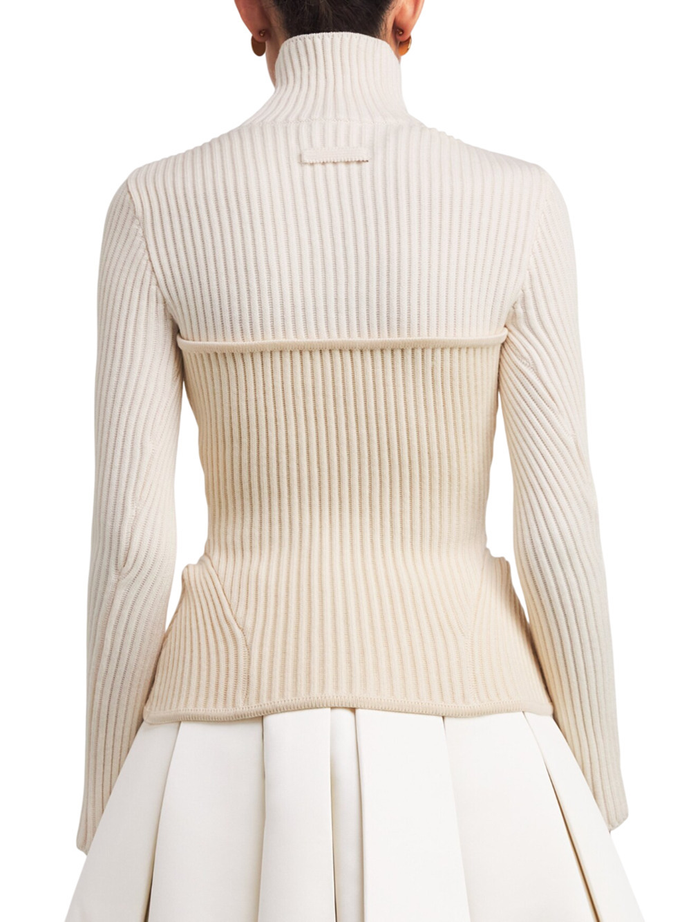 Jean Paul Gaultier Ribbed Knit Pullover Inspiration Corset In Neutral
