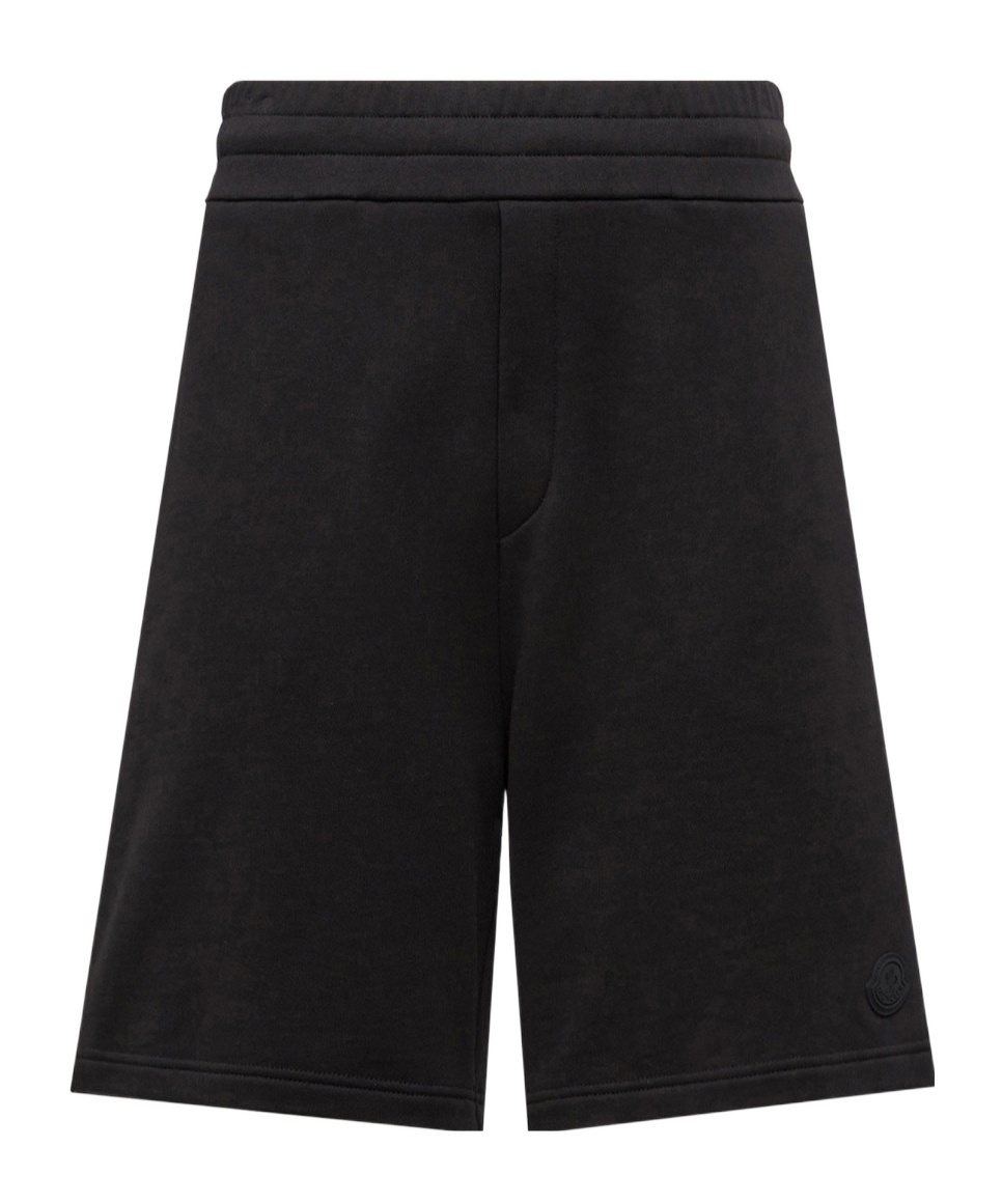 Moncler Elasticated-waist Cotton Shorts In Black