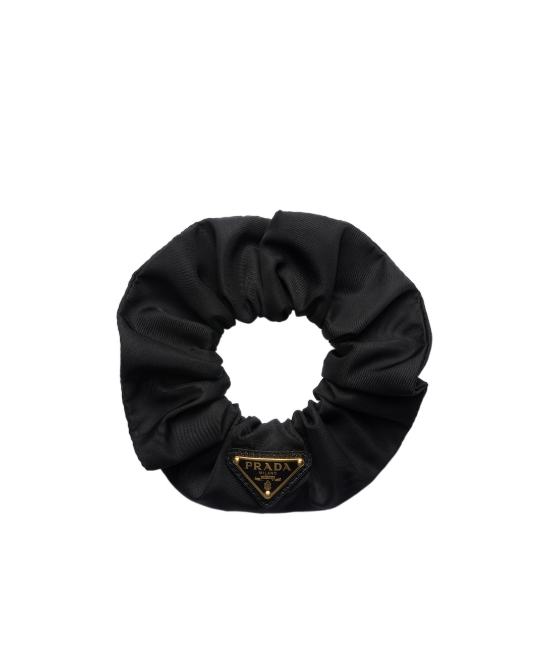 Prada Triangle-logo Velvet Scrunchie In Black