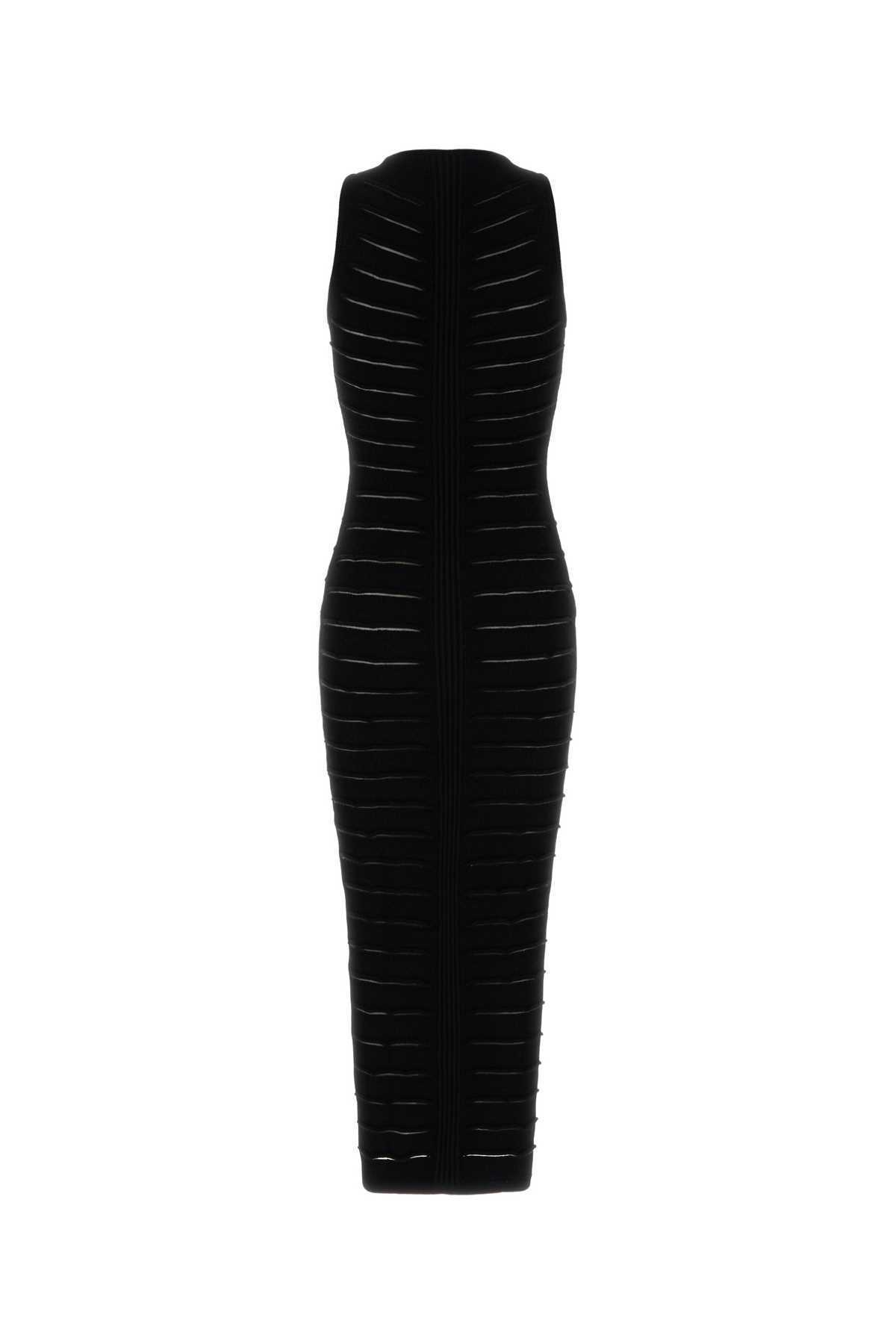 Balmain Knitted Cutout Midi Dress In Black