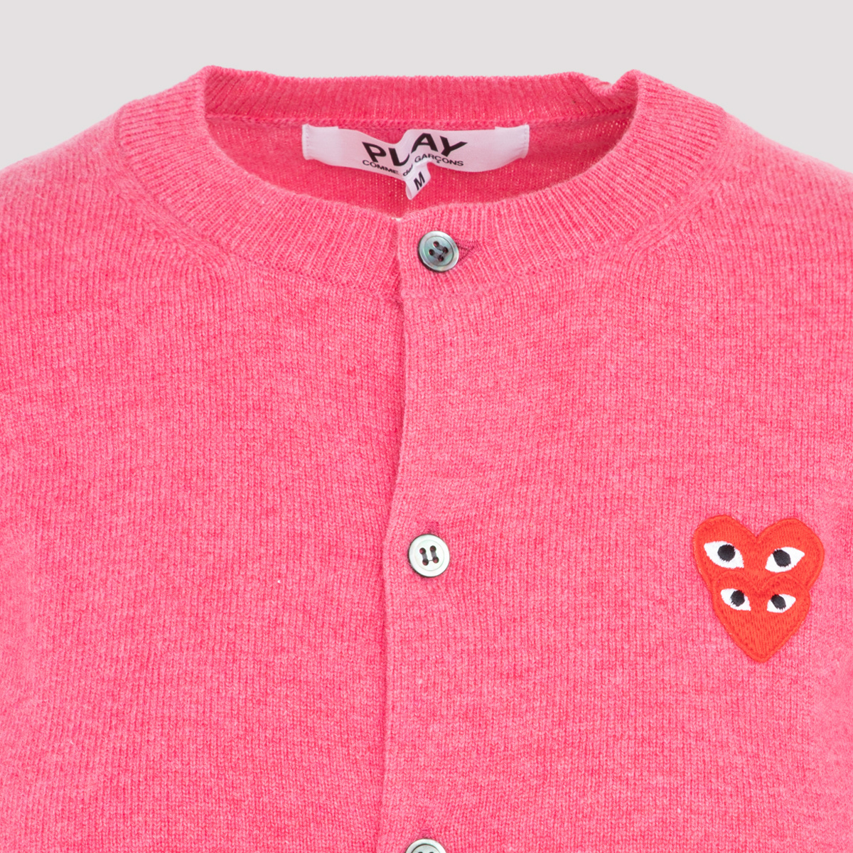 Comme Des Garçons Overlapping Heart Wool Cardigan In Pink