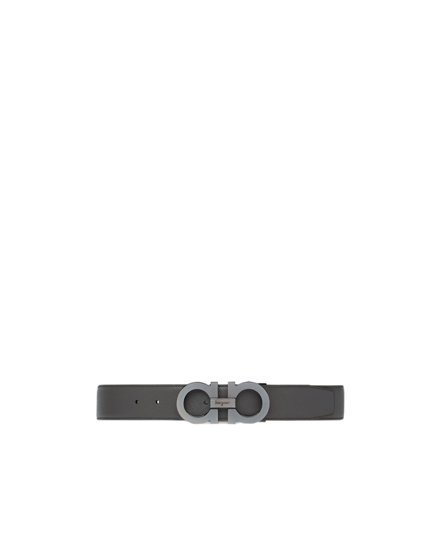 Ferragamo Double-sided Adjustable Gancini Belt In Black