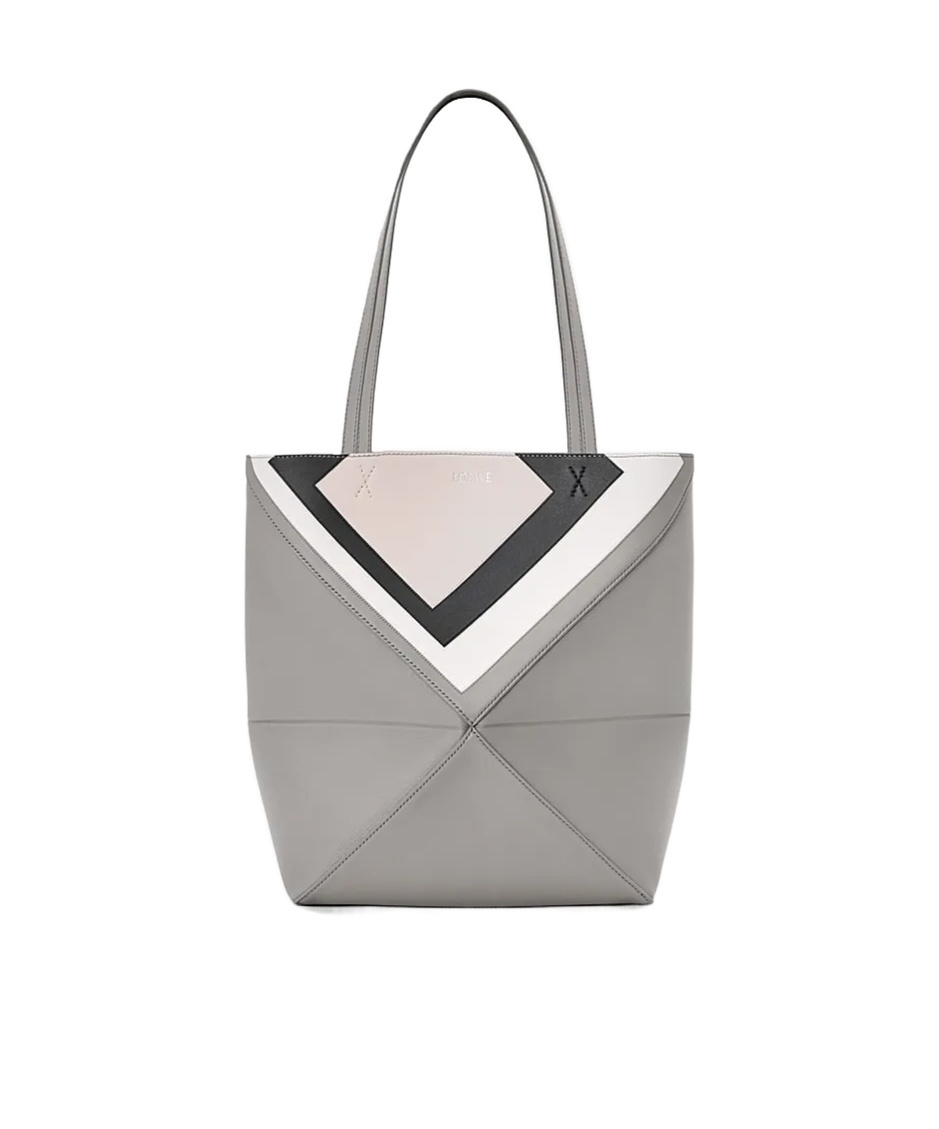 Loewe Medium Puzzle Fold Tote In Nappa Calfskin In Gray