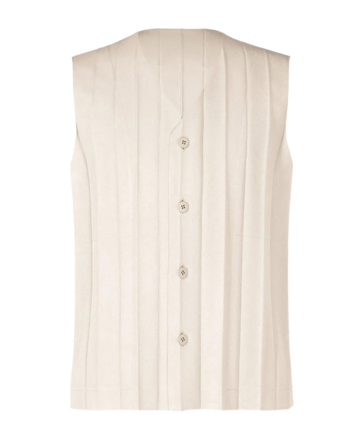 Issey Miyake Pleated Sleeveless Vest In White