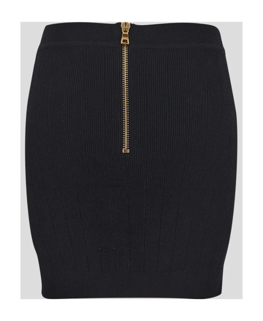 Shop Balmain Button-detail Knitted Miniskirt In Black