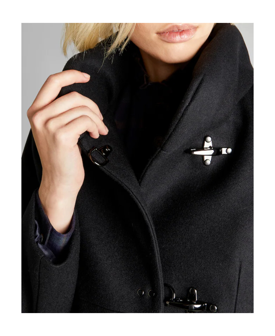 Fay Collar Sleeve Length Trim Coat In Black