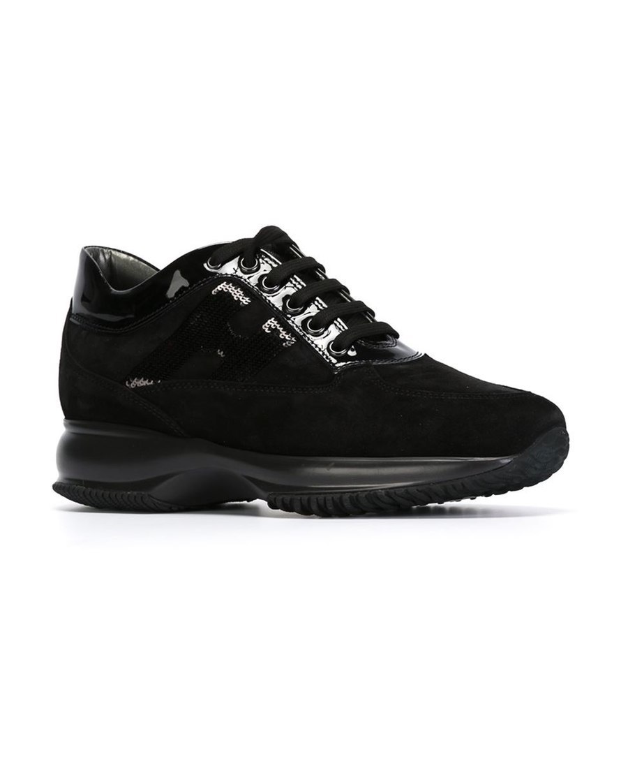 Hogan Interactive Sneakers With Toggled Tongue And Side H Logo In Black