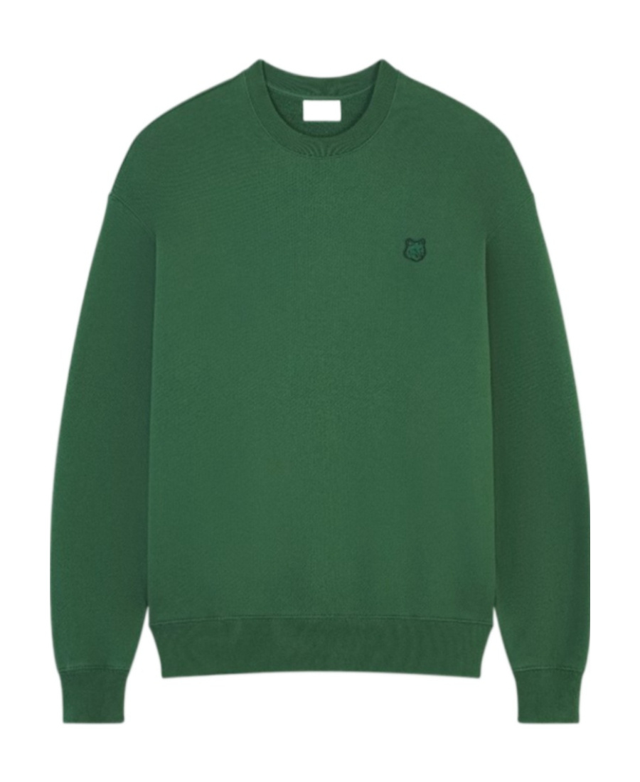 Maison Kitsuné Cotton Sweatshirt With Ton-sur-ton Patch In Green