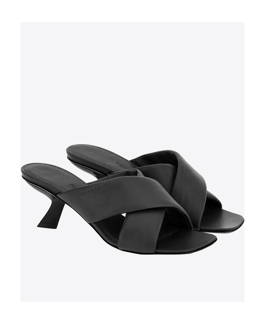 Ferragamo Women's Lambskin Crossover Slip-on Heels In Black