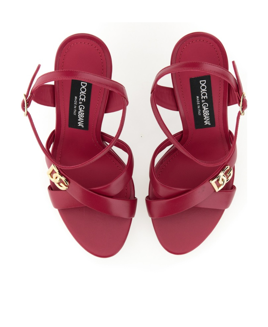 Dolce & Gabbana Olimpya Leather Crisscross Platform Sandals In Red