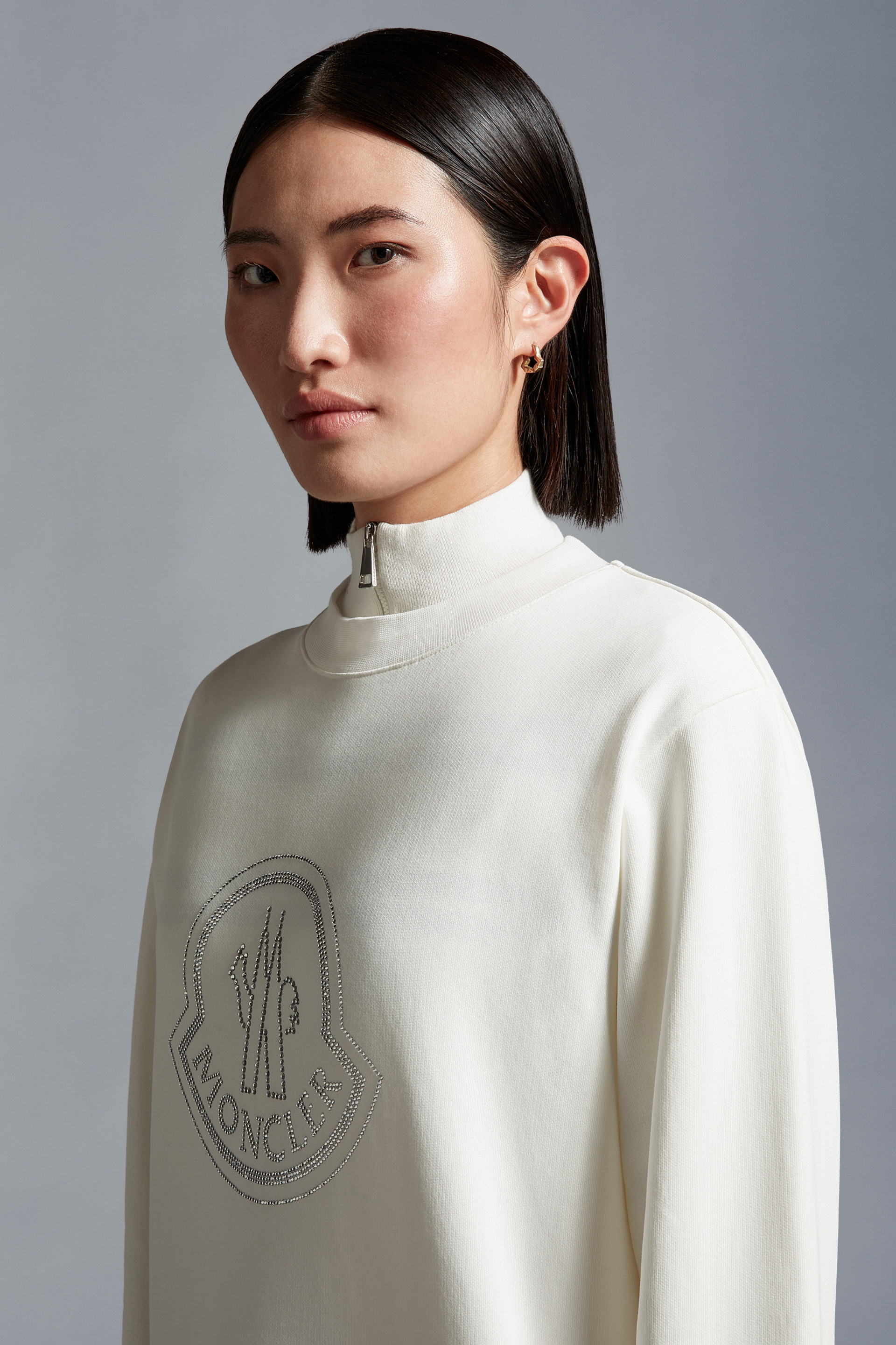 Moncler Logo Cotton-blend Jersey Sweatshirt In White