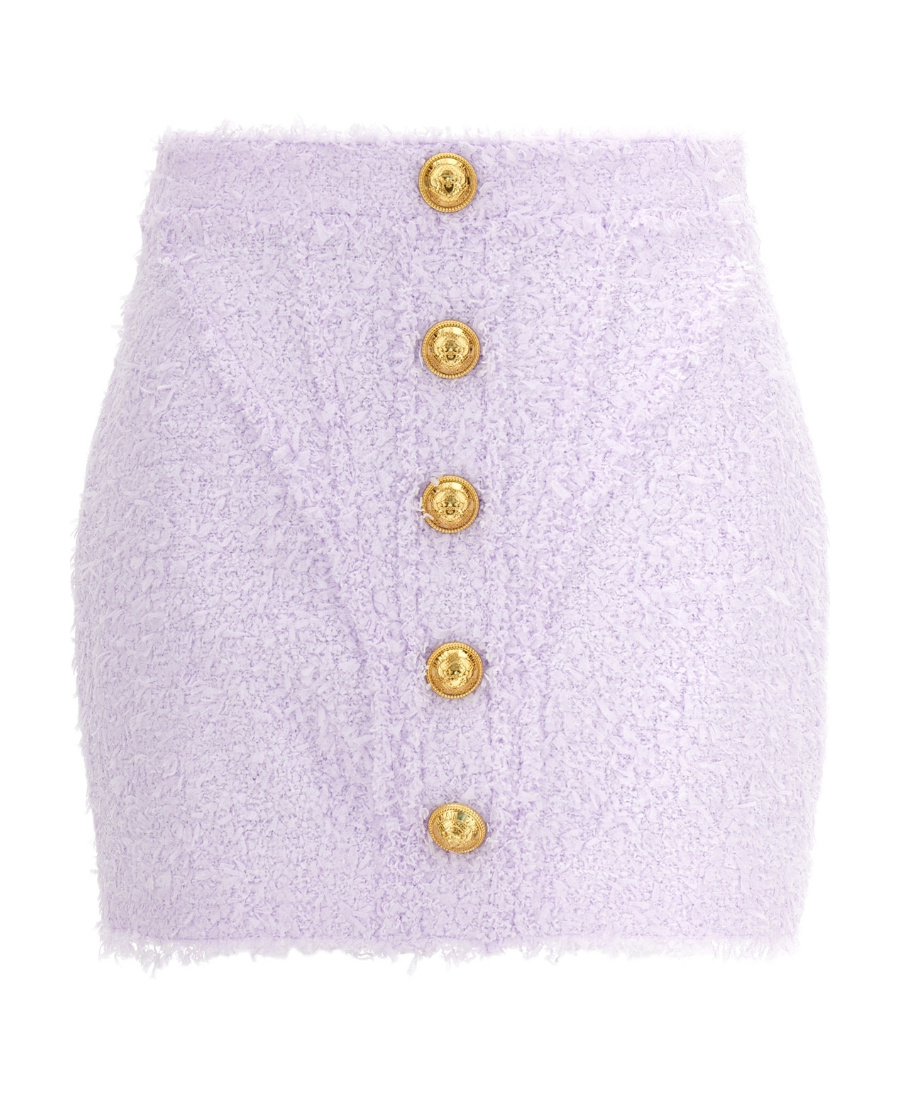 Balmain Purple Button Miniskirt In Purple