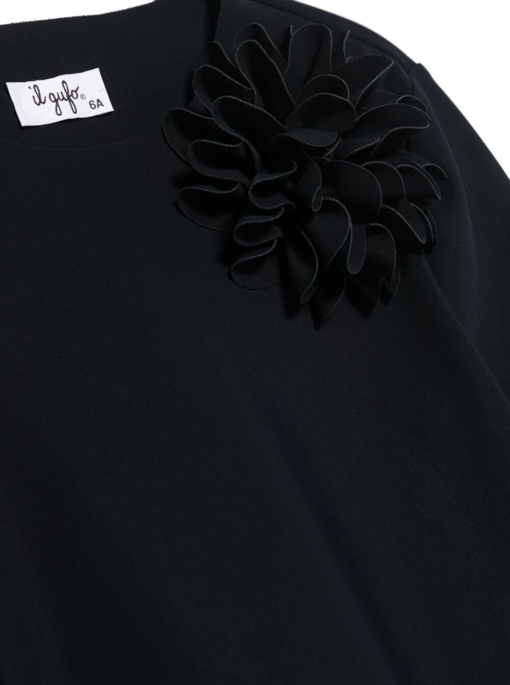 Il Gufo Dress With Floral Accent Front In Black