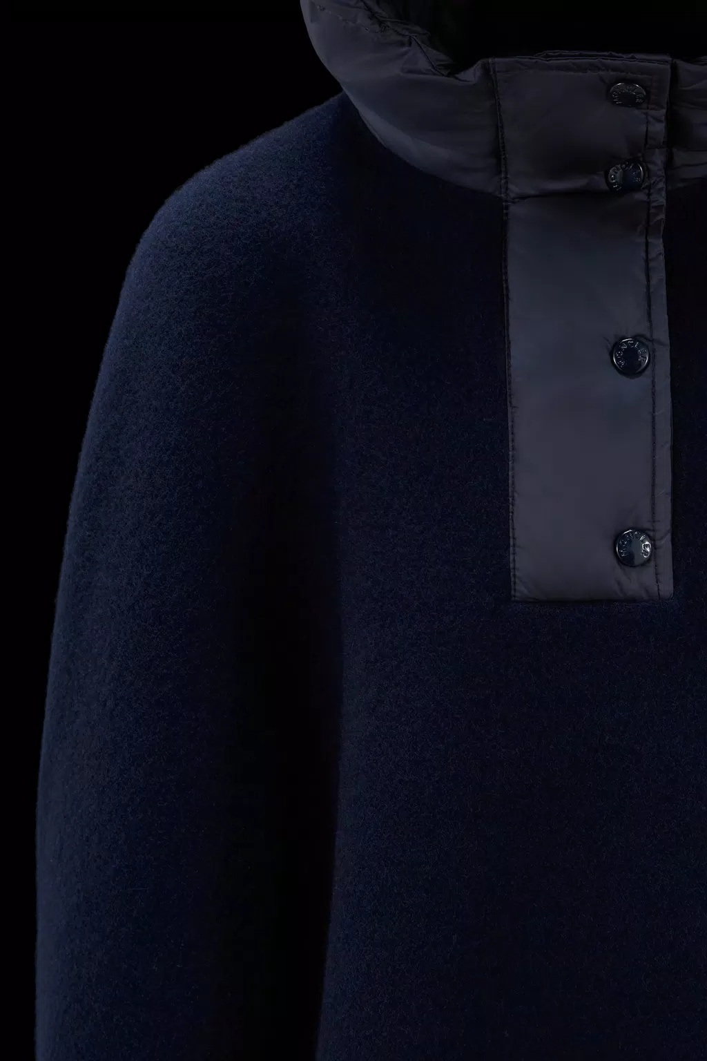 Moncler Logo-patch Fleece Hooded Cape In Blue