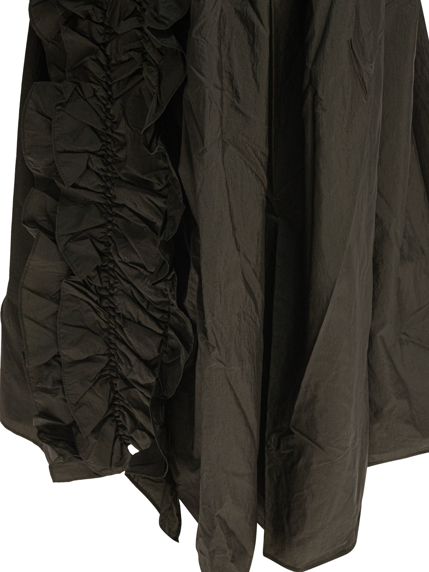 Cecilie Bahnsen Sleeveless Green Dress With Ruched Detailing In Brown