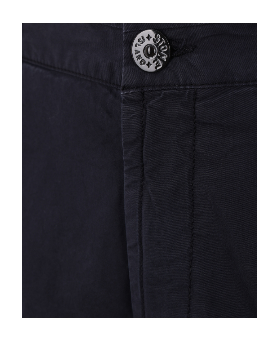Stone Island Stretch Cotton Cargo Pants With Back Pocket In Blue
