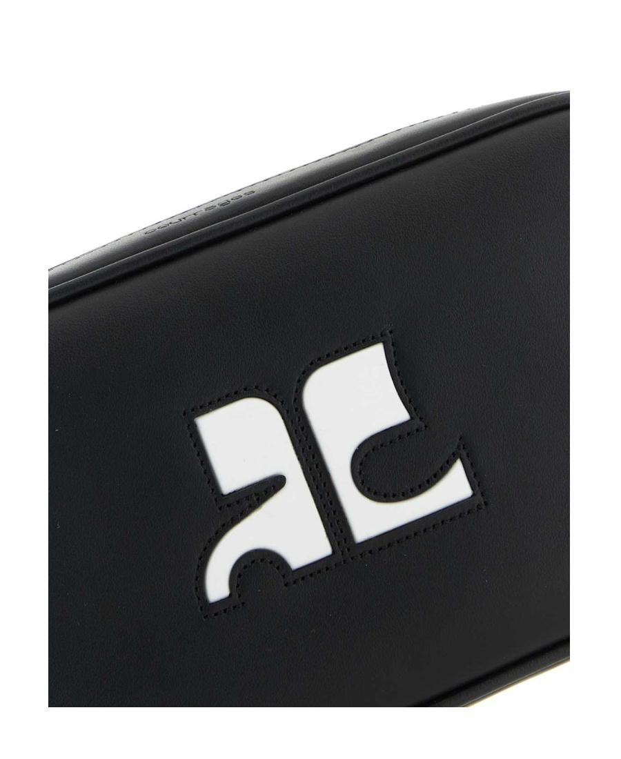 Courrèges Réédition Leather Shoulder Bag In Black