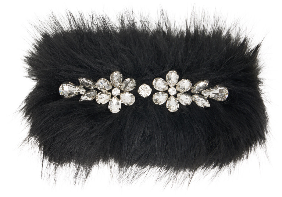 Simone Rocha Furry Crystal Hair Clip In White