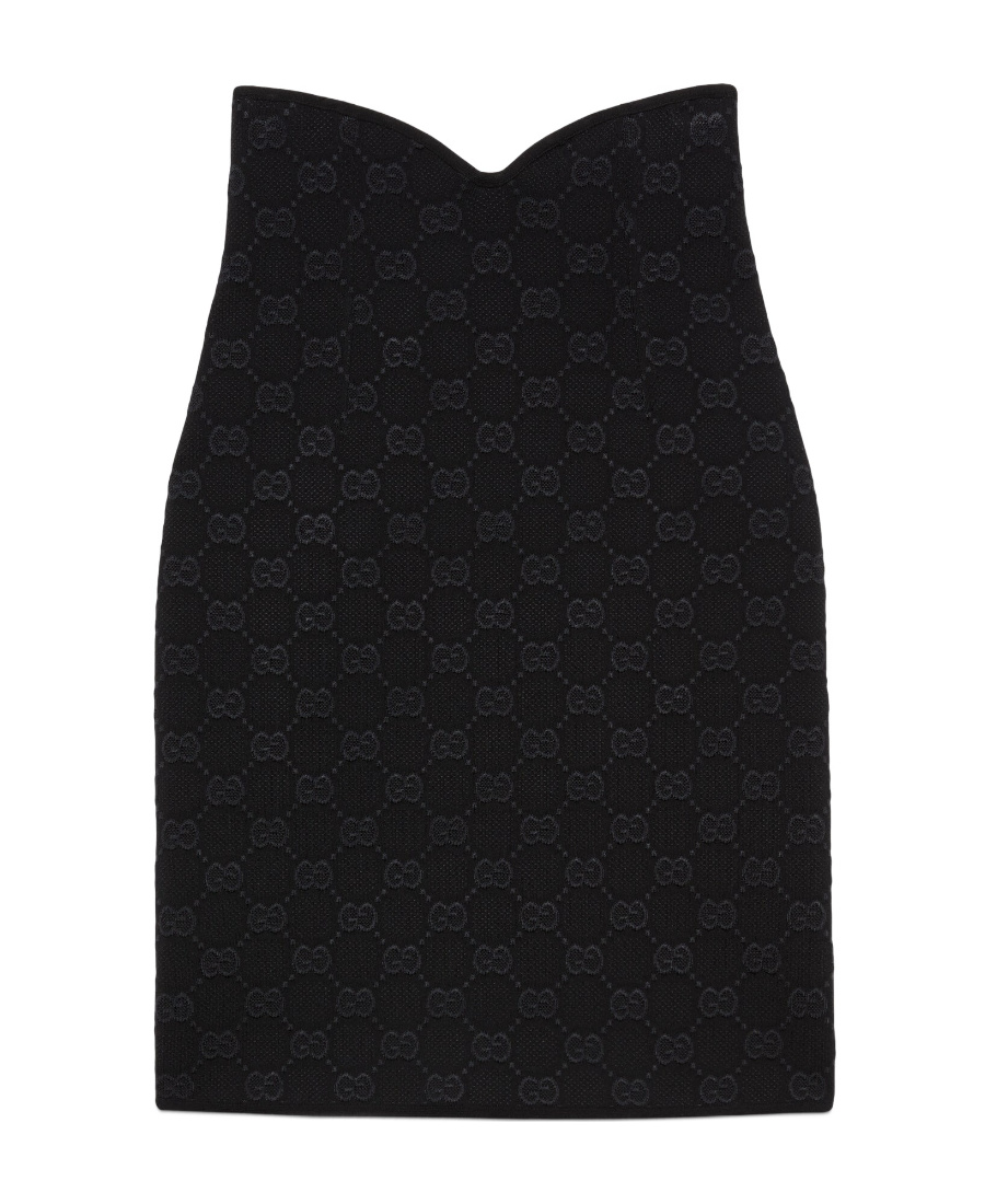 Shop Gucci Gg Crêpe Midi Skirt In Black