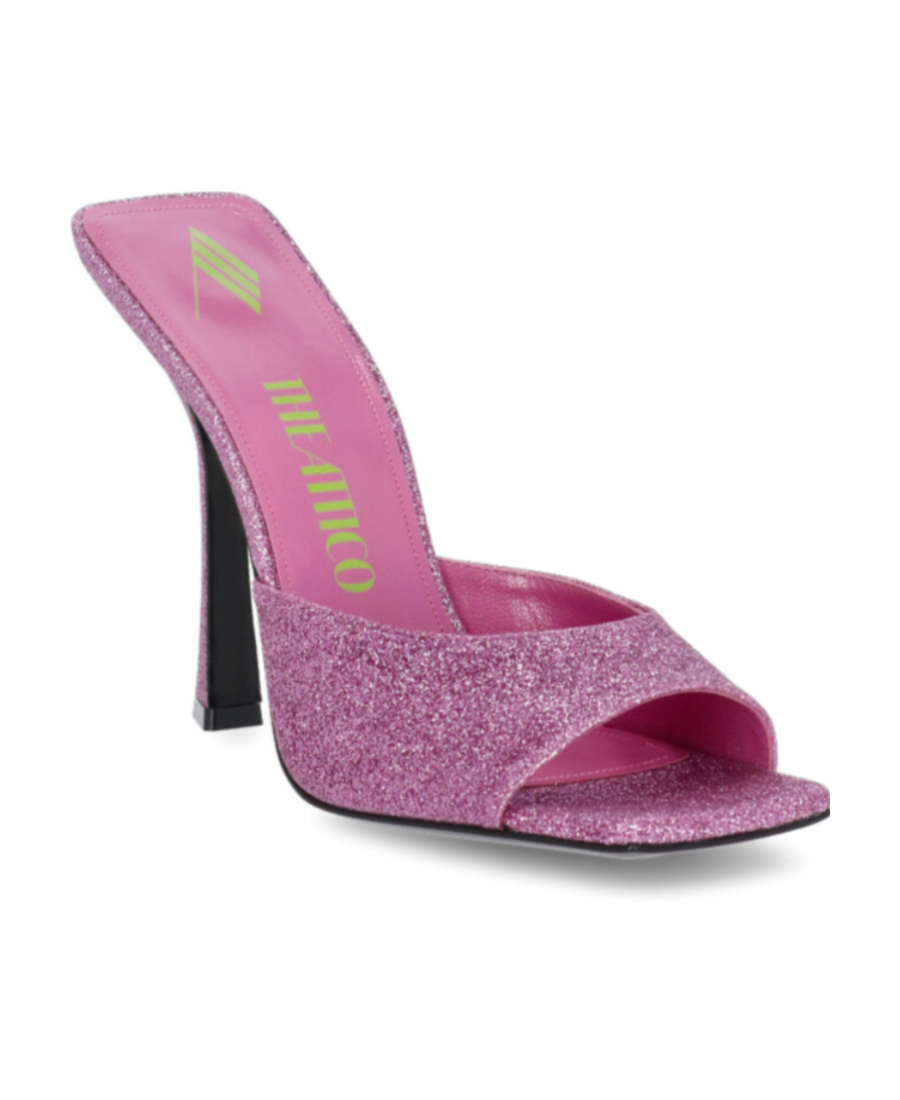 Shop Attico Glittered High-heeled Mules In Purple