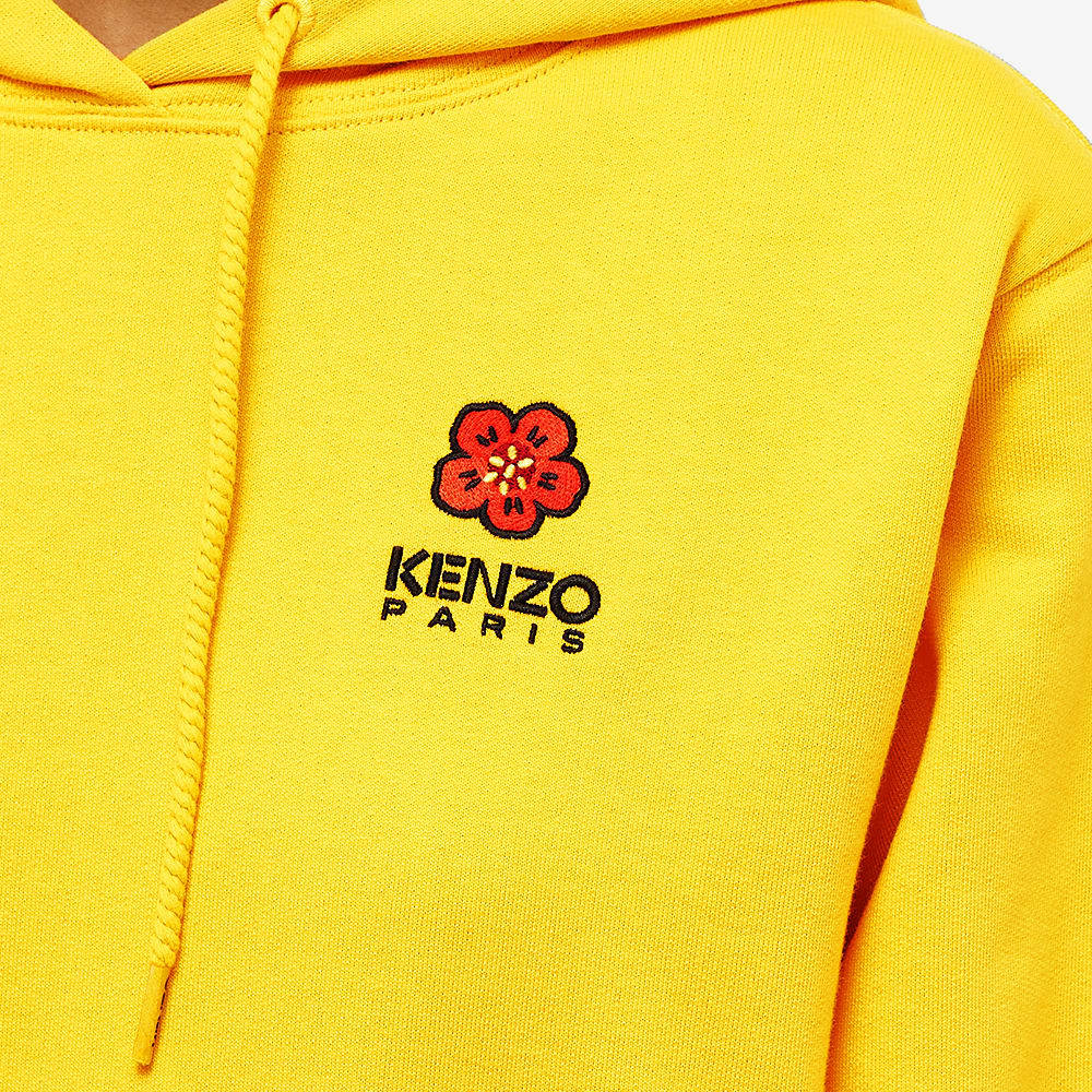 Kenzo Bone Flower Drawstring Hoodie In Yellow