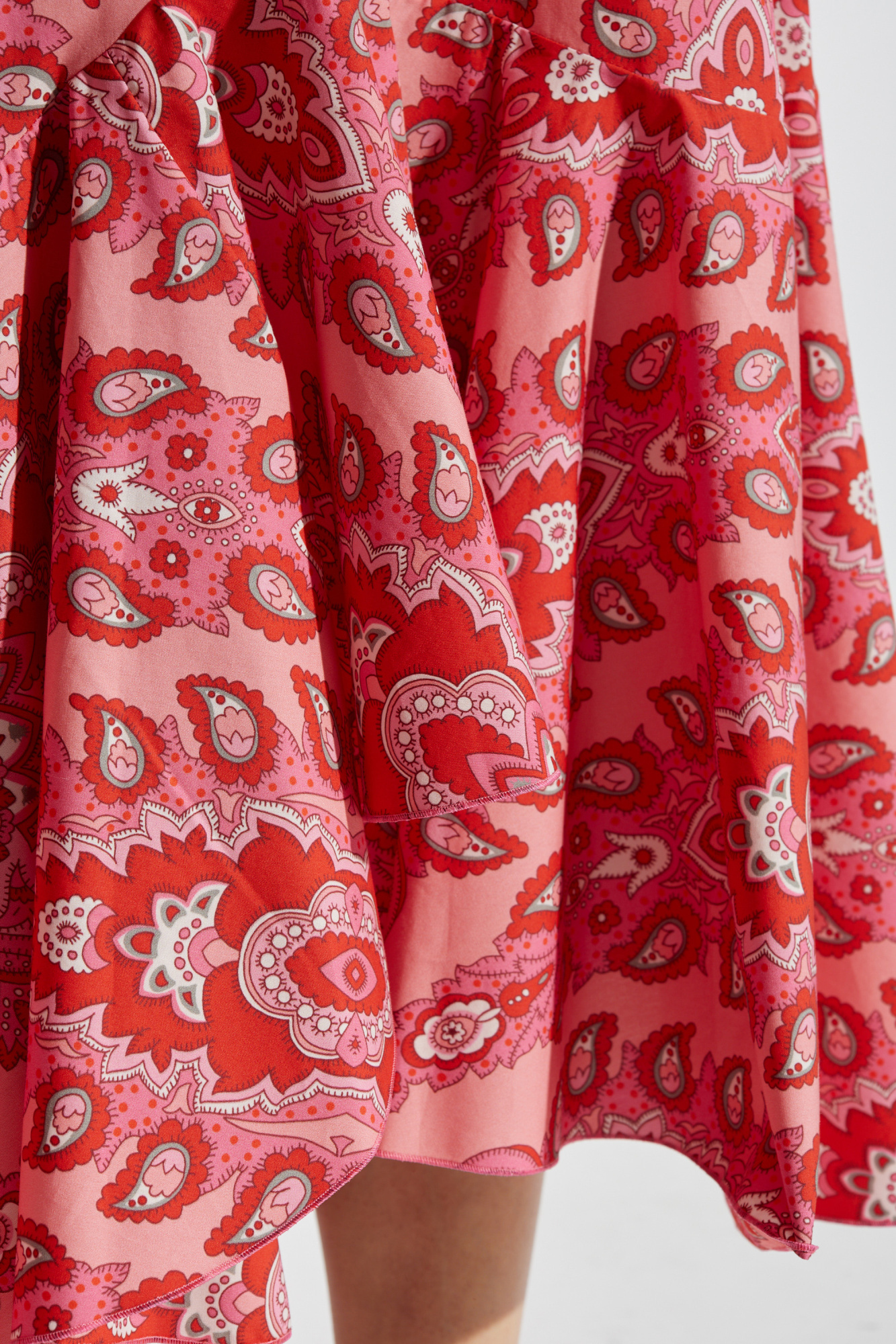 Etro Paisley Print Asymmetric Midi Skirt In Pink