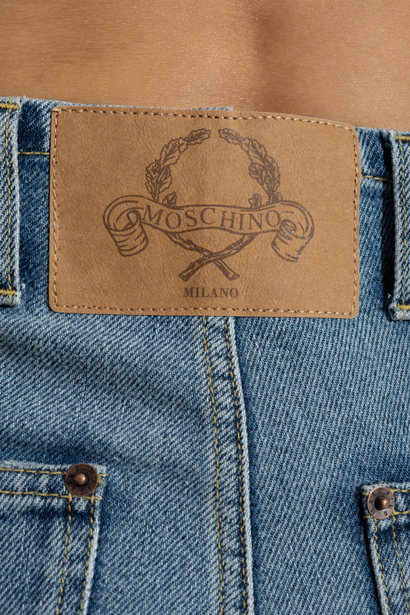 Moschino High-rise Logo-patch Jeans In Blue