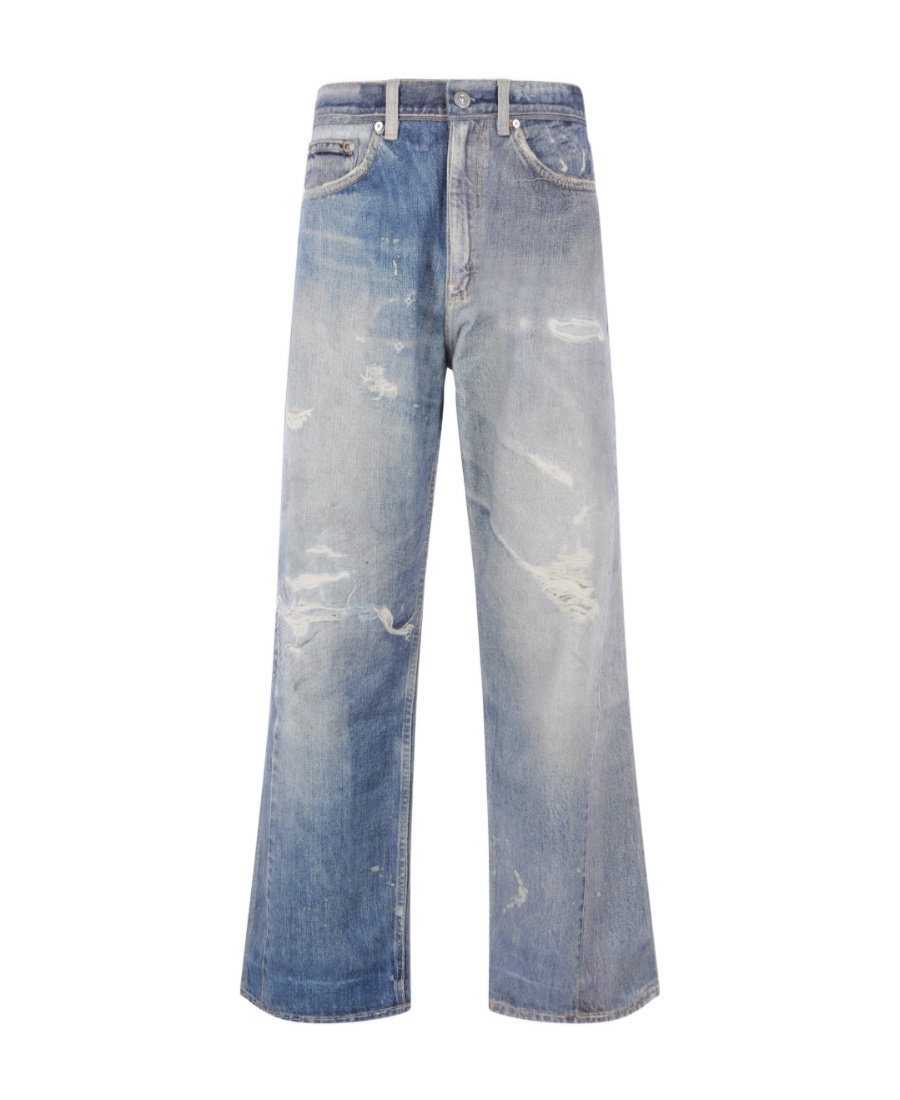 Our Legacy Third Cut Distressed-print Jeans In Gray