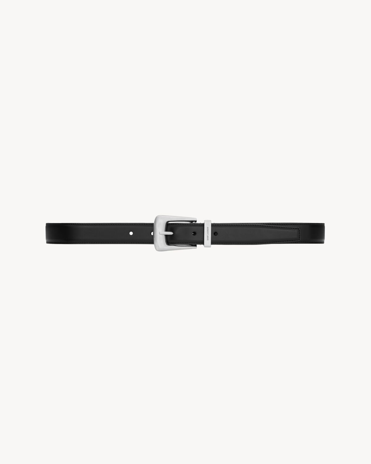 Saint Laurent Folk Belt In Smooth Leather In Black