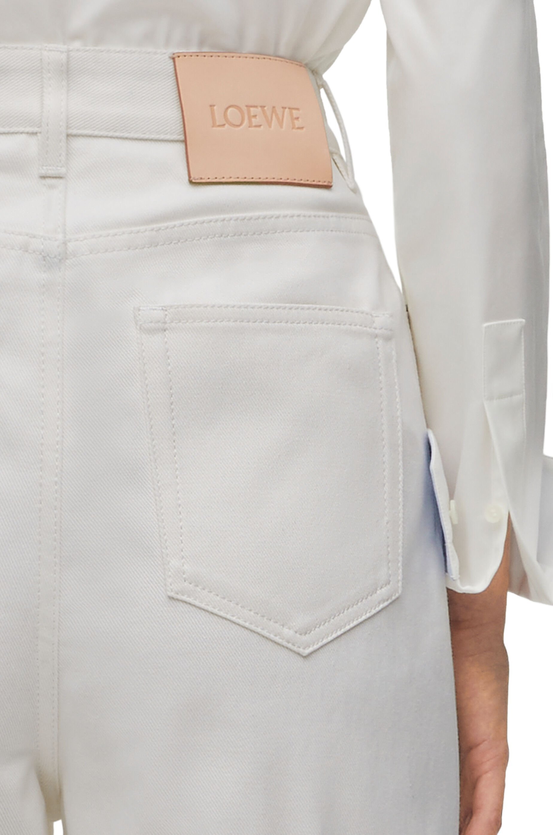 Shop Loewe High Waisted Jeans In Cotton In White